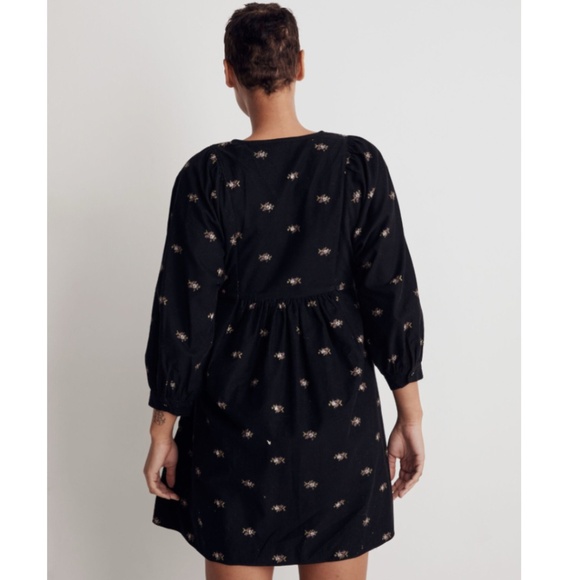 MADEWELL | Corduroy Quilted-Bib Mini Dress in Blurred Ikat - Picture 3 of 4